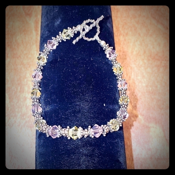 Pink & Yellow Crystal Bead Bracelet - Picture 1 of 3